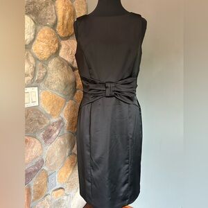 Black Dull Satin Sheath Cocktail Dress Size 10